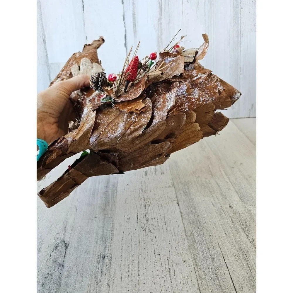 Leaf reindeer deer Xmas decor cabin rustic large as is